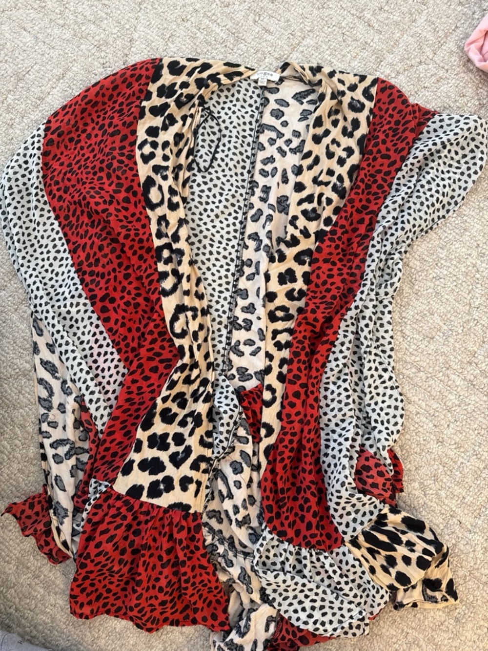 Leopard & Red Patchwork Animal Print Women's Kimono